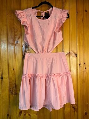 Kohl's Light Pink Ruffle Sleeve Tiered Midi Dress